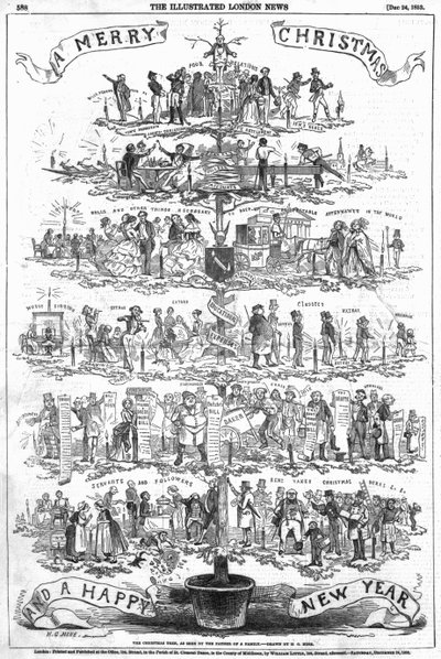 Der Weihnachtsbaum, gesehen vom Vater einer Familie, Illustration aus 